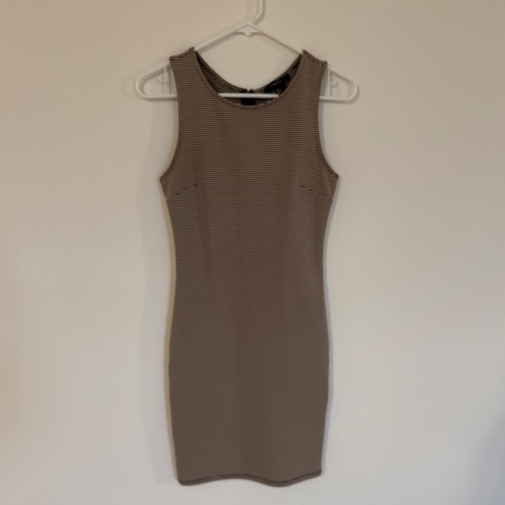 Forever 21 Beige and Black Striped Bodycon Mini dress S
